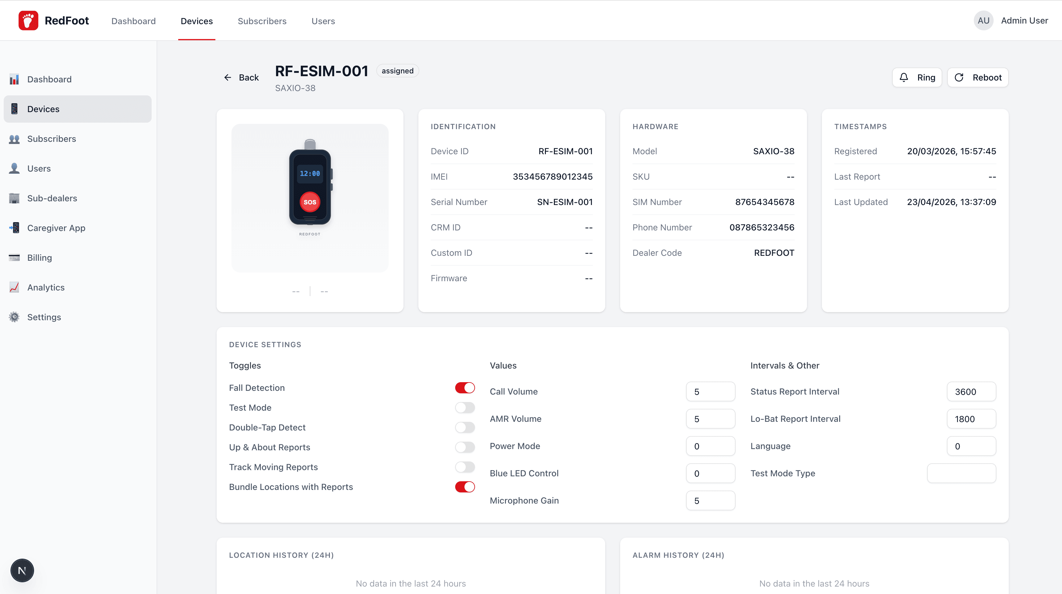 Device management dashboard